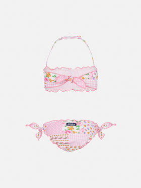 Bikini Emy a fascia classico con stampa patch a fiori