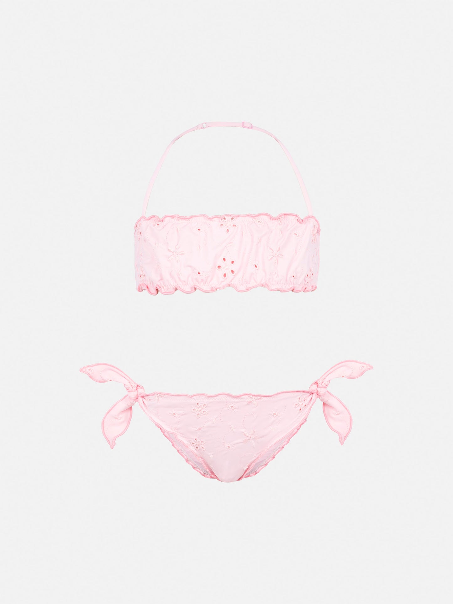Emy classic bandeau bikini with Sangallo lace embroidery