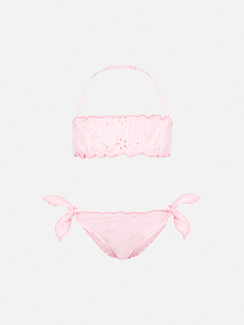 Emy classic bandeau bikini with Sangallo lace embroidery - MC2 Saint Barth