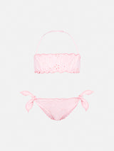 Emy classic bandeau bikini with Sangallo lace embroidery