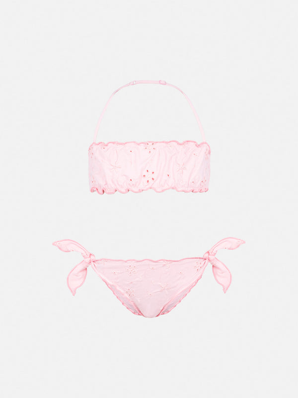 Emy classic bandeau bikini with Sangallo lace embroidery