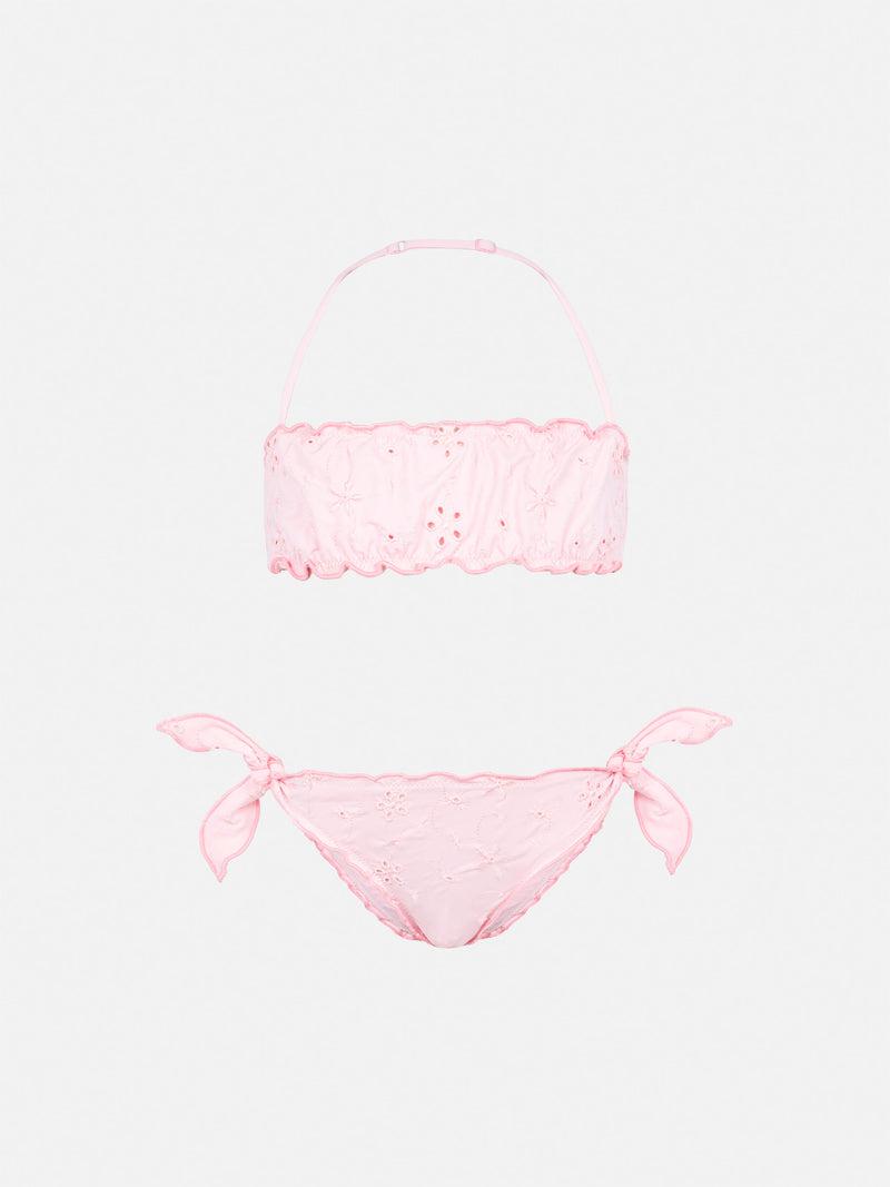 Emy classic bandeau bikini with Sangallo lace embroidery