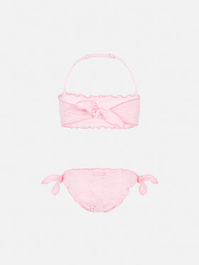 Emy classic bandeau bikini with Sangallo lace embroidery