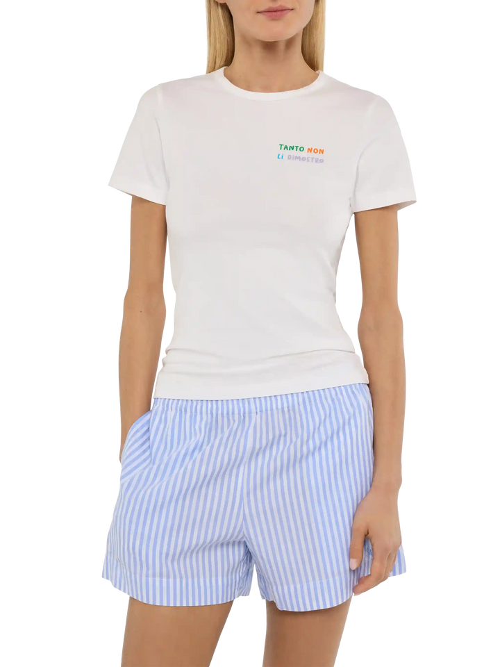 Emilie-Baumwoll-T-Shirt mit „Tanto non li dimostro“-Stickerei