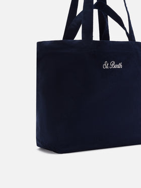 Marineblaue blue Essential Cordtasche tote mit Logostickerei 