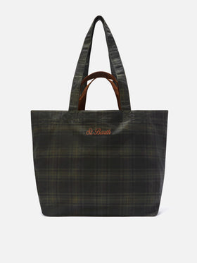 Shopper Essential in tessuto cerato con motivo tartan