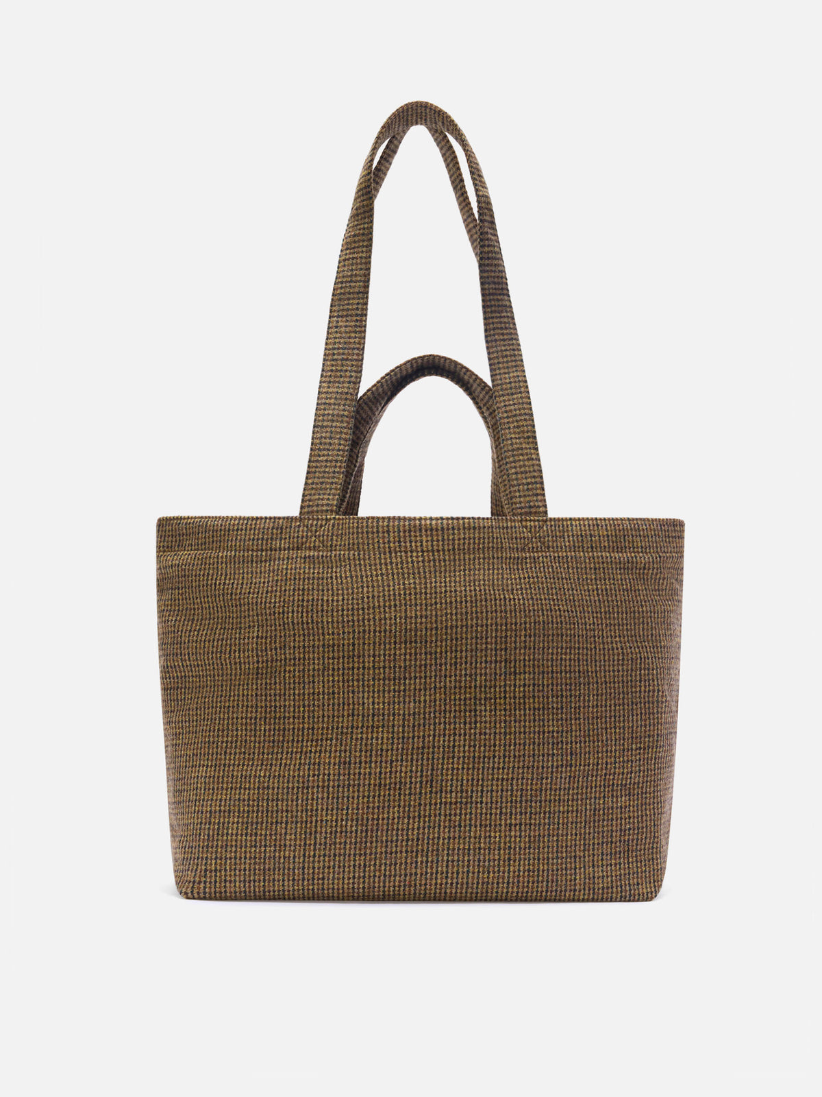 Shopper Essential beige in misto lana con motivo pied de poule