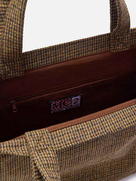 Shopper Essential beige in misto lana con motivo pied de poule