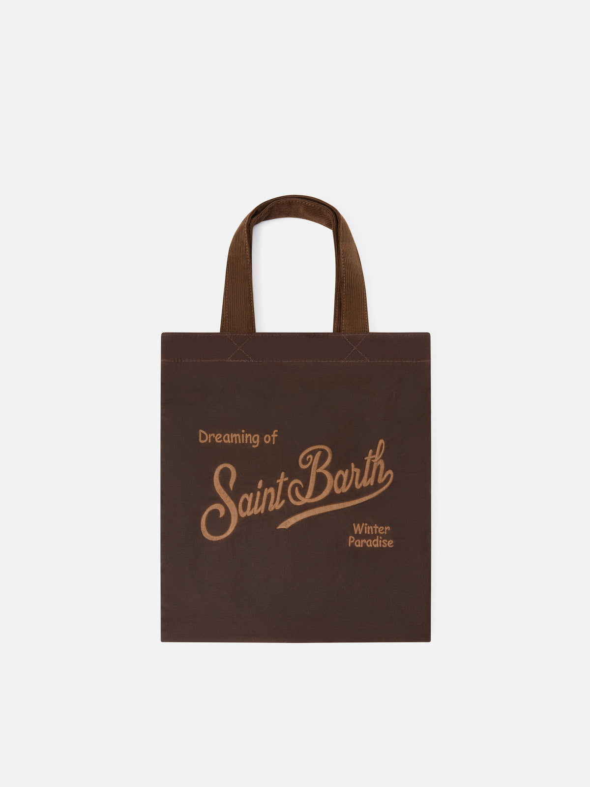 Mini sac Essential marron ciré tote avec logo brodé 