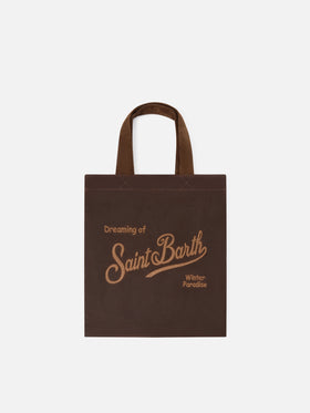 Mini sac Essential marron ciré tote avec logo brodé 