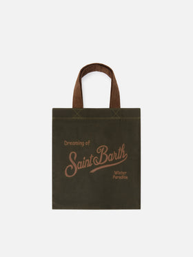Mini Essential Tasche aus gewachstem Stoff in Military Green mit Logostickerei tote 