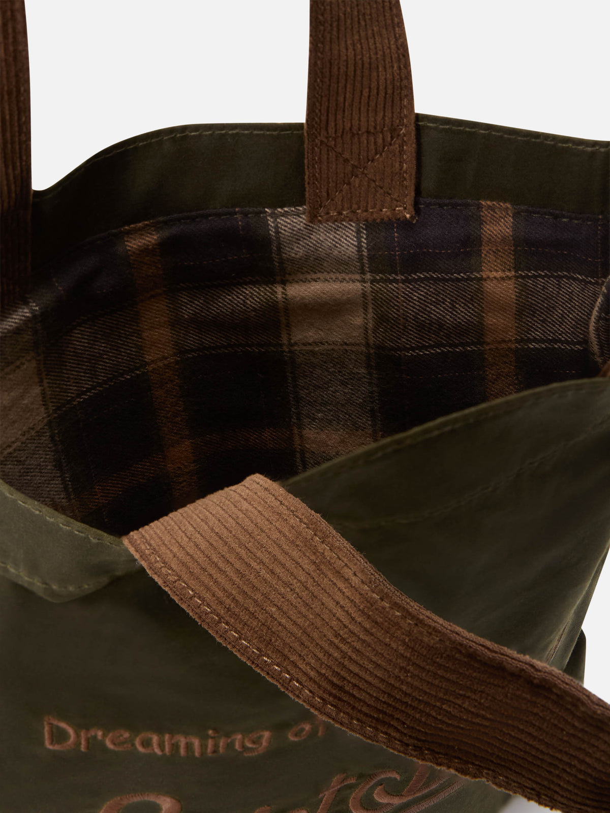 Mini Essential Tasche aus gewachstem Stoff in Military Green mit Logostickerei tote 
