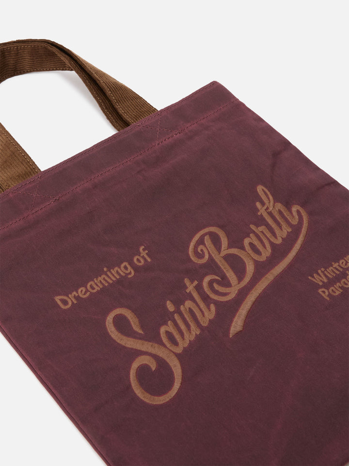 Bordeaux Mini Essential gewachste Tasche tote mit gesticktem Logo 
