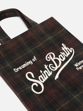 Shopper Mini Essential in misto lana con motivo tartan