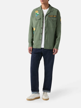 Esteban embroidered overshirt in military green