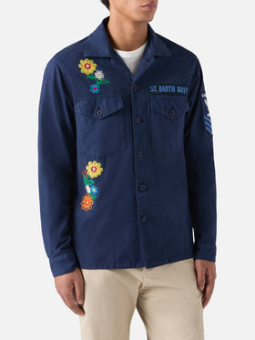 Esteban besticktes Overshirt in Marineblau