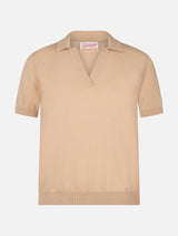 Woman beige cotton knitted polo Evonne