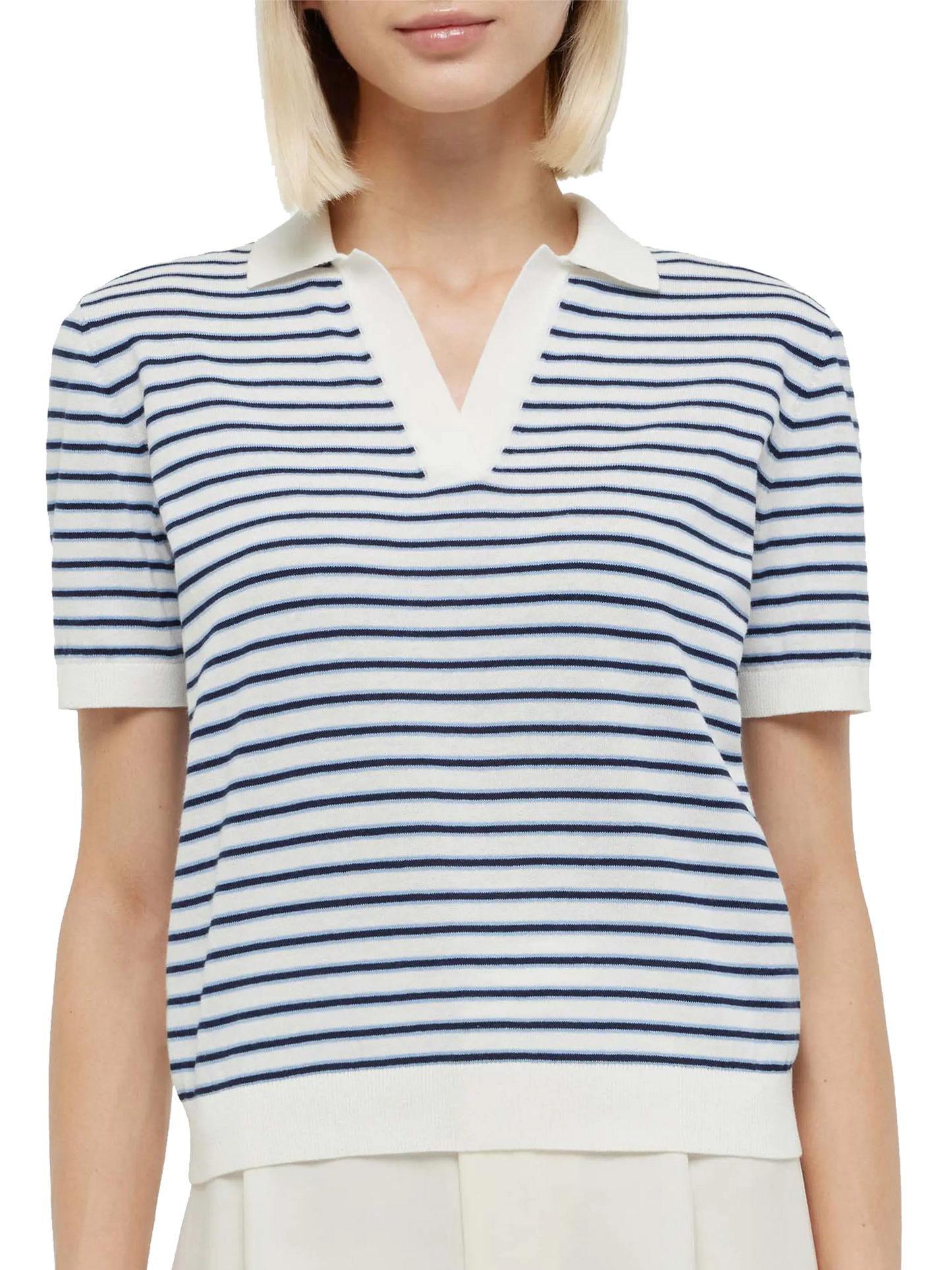 Blau gestreiftes Strickpolo Evonne