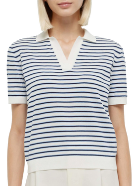 Blau gestreiftes Strickpolo Evonne