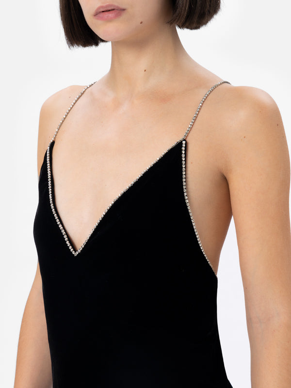 Woman black velvet slip dress Eydis