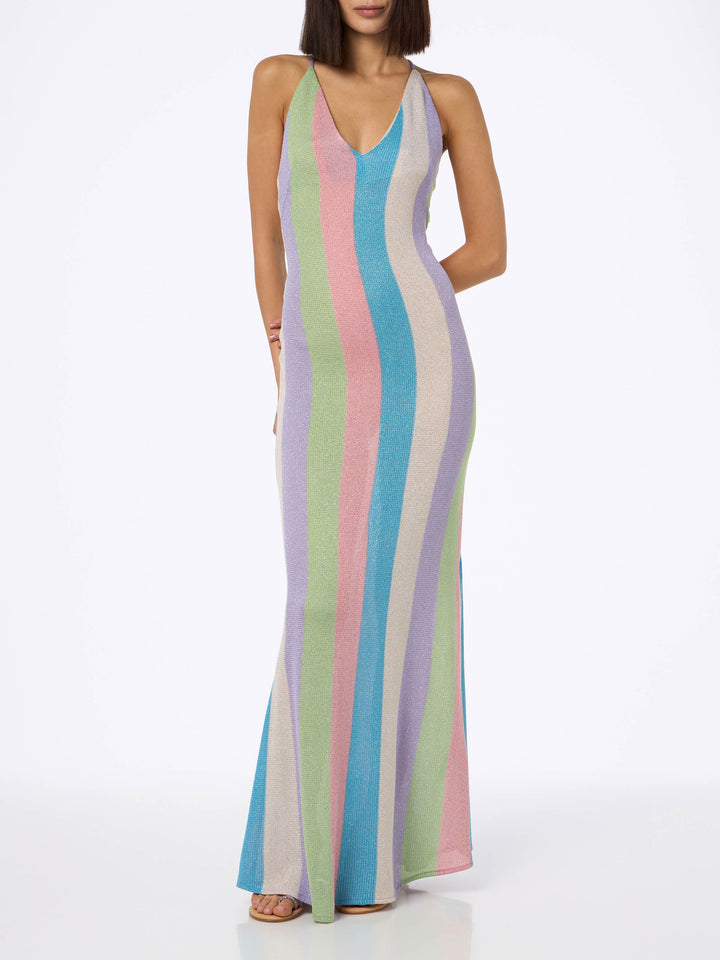 Woman raschel knit striped slip dress Eydis - MC2 Saint Barth