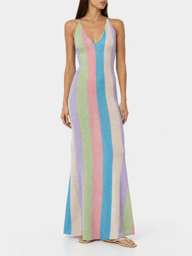 Vestido largo Eydis de raschel a rayas 