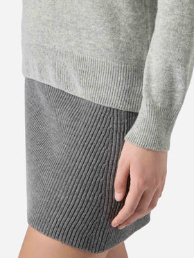 Grauer Melange-Pullover Eze für Damen mit Polokragen