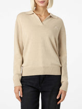 Maglione da donna beige Eze con collo polo