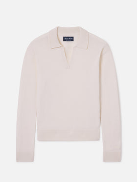 Polo en maille de cachemire Eze en blanc cassé 