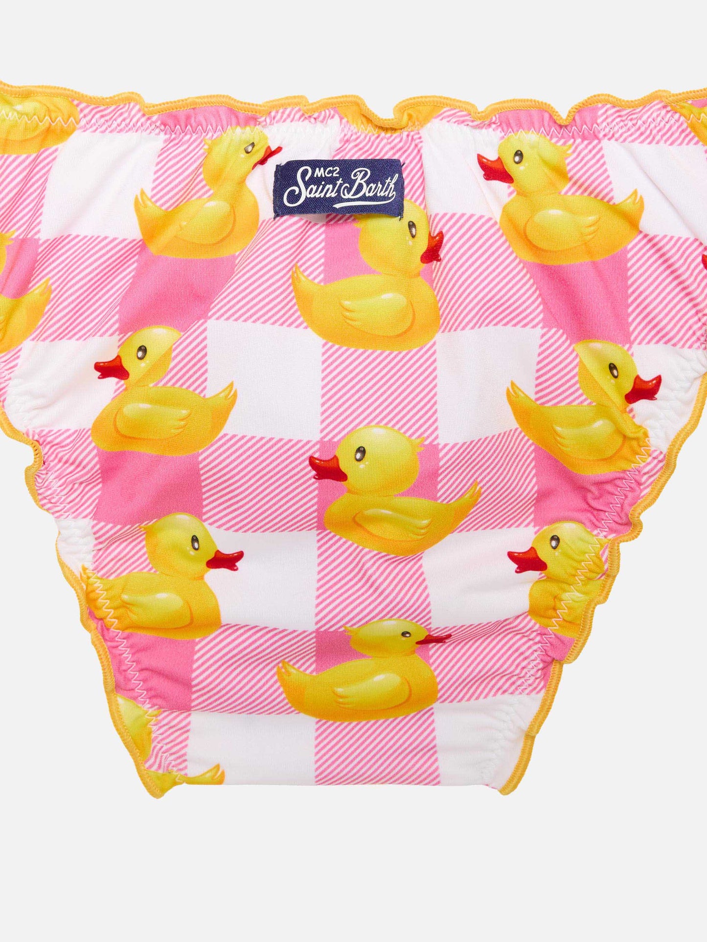 Rosa Vichy- und Ducky-Bikini für Mädchen