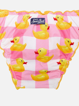 Rosa Vichy- und Ducky-Bikini für Mädchen