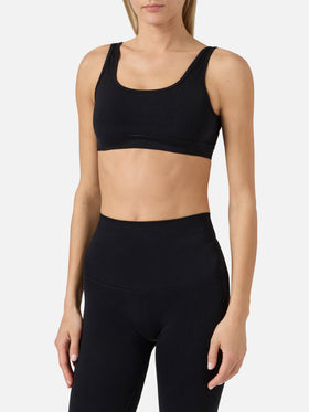 Top sportivo Fify nero in tessuto tecnico elasticizzato
