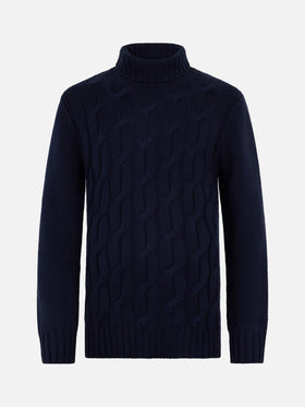 Man cable knit blend cashmere sweater Fisherman