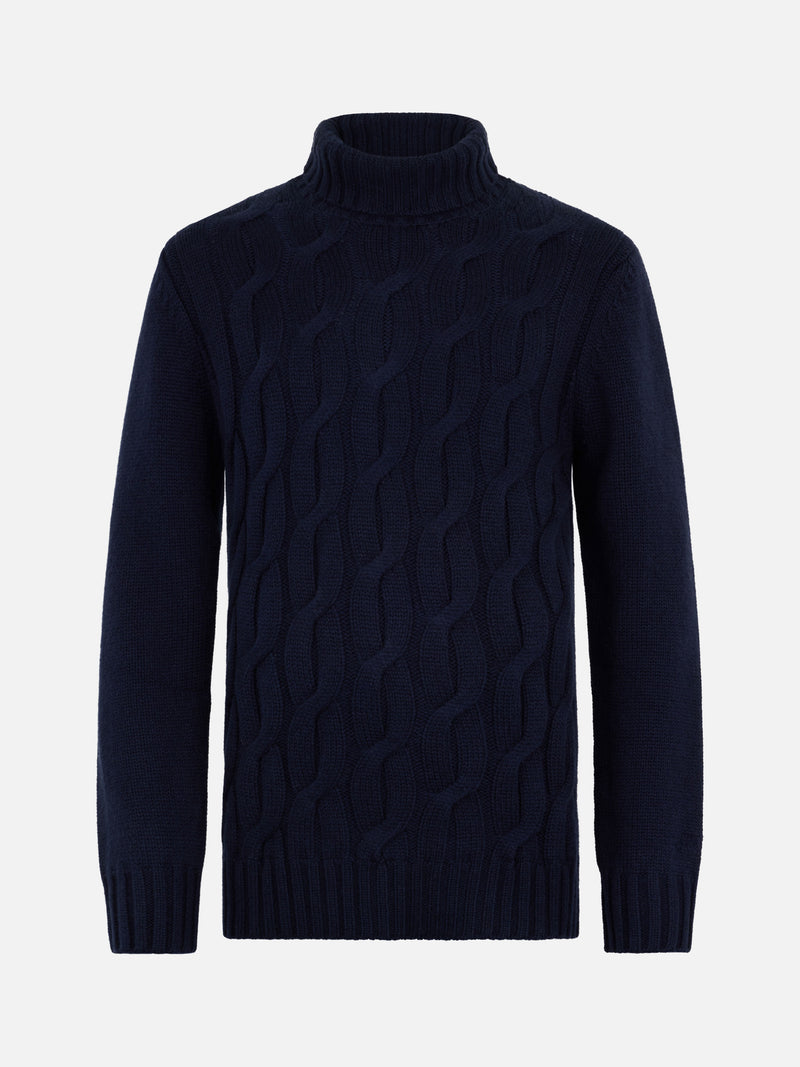 Man cable knit blend cashmere sweater Fisherman