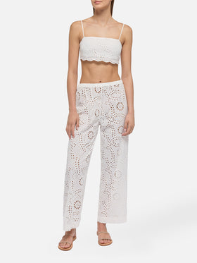Inez weiße Sangallo-Spitzenhose