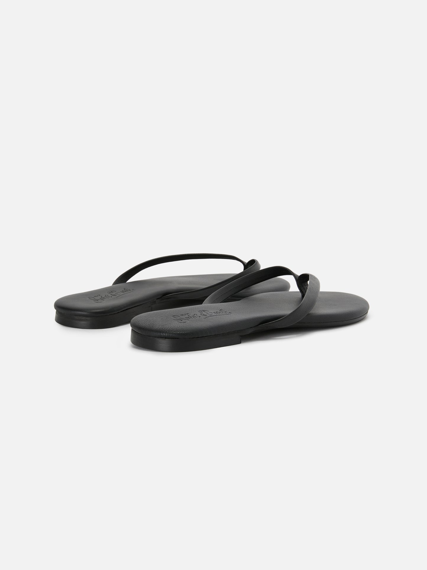 Essentials real leather flip flops in black