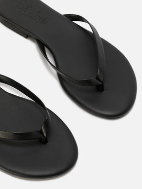 Essentials real leather flip flops in black