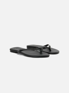Essentials real leather flip flops in black