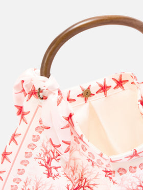 Foulard-Tasche mit weicher Struktur und Korallenmuster 