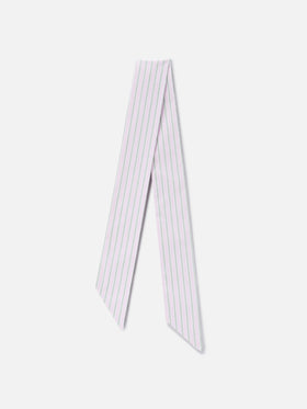 Band scarf in cotton with pink and green stripes