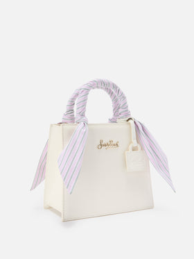 Band scarf in cotton with pink and green stripes