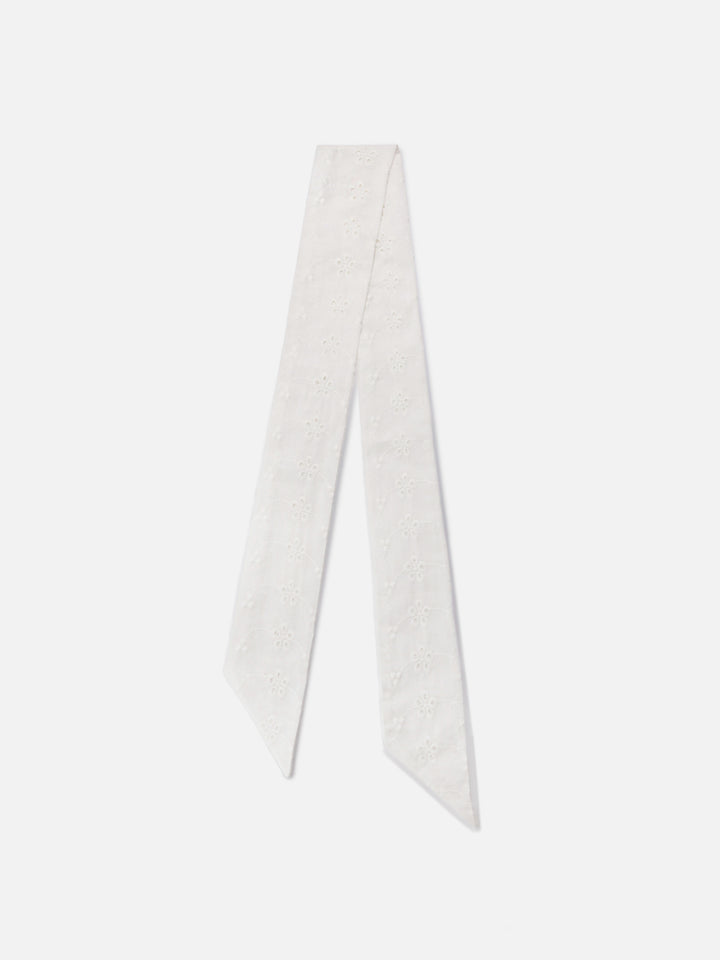 Band scarf in white cotton sangallo