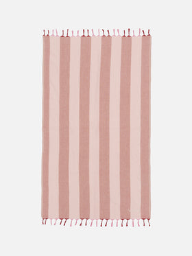 Telo mare in cotone leggero Fouta con stampa a righe rosa