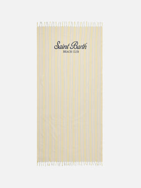 Foutas Lightbeach towel with yellow and white stripes and embroidered logo