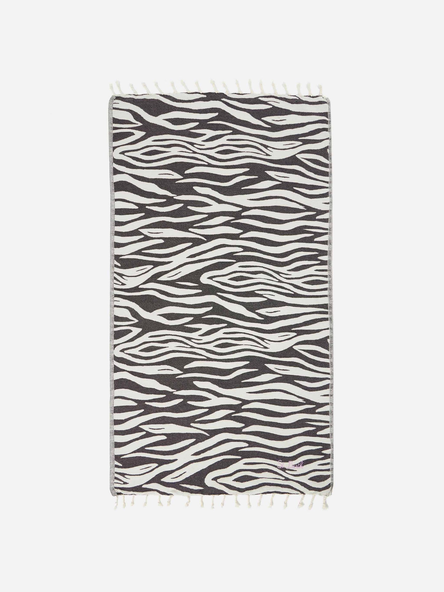 Telo mare Foutas in cotone con jacquard zebrato