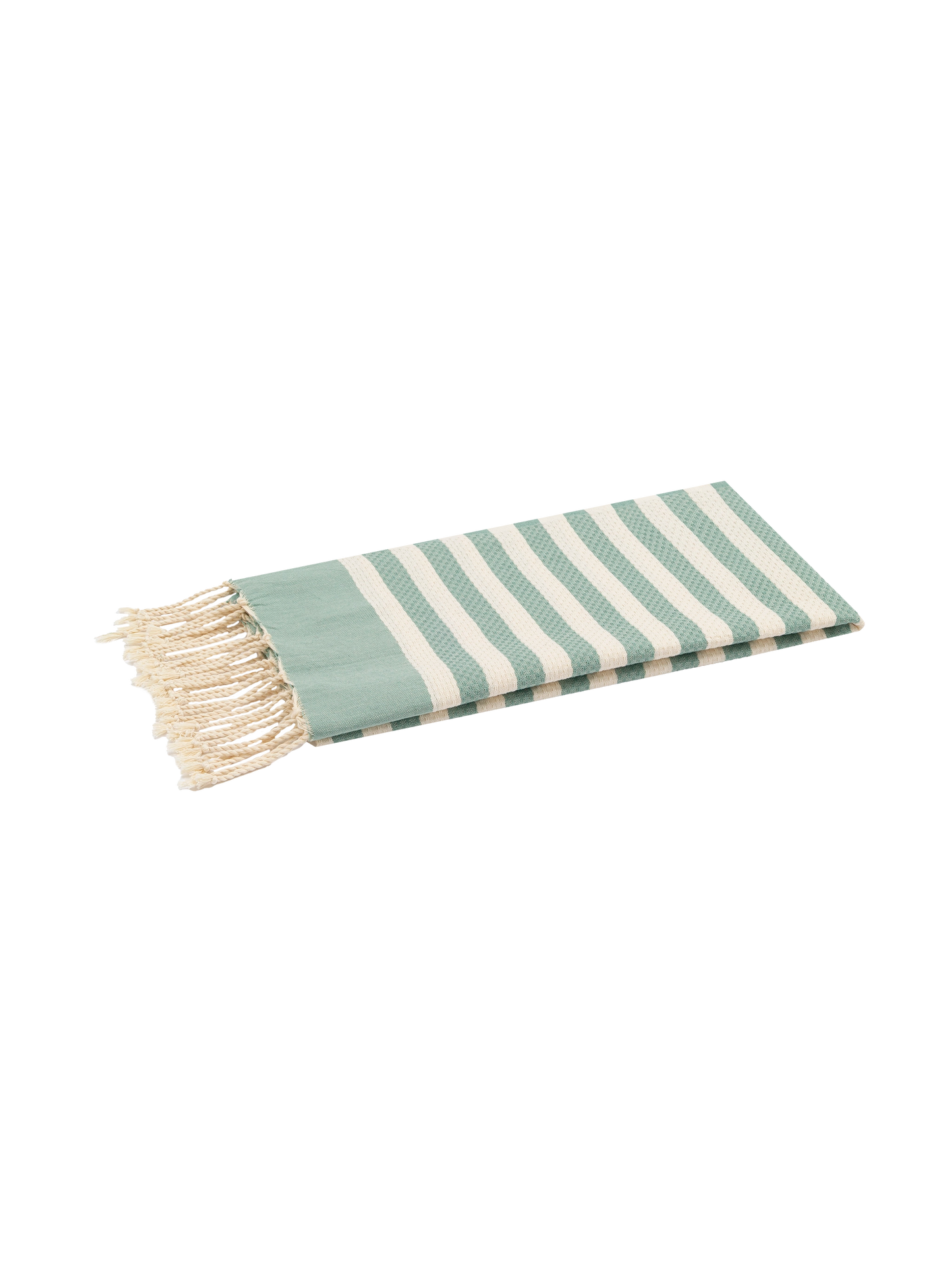 Cotton beach towel Fouta with sage green striped print