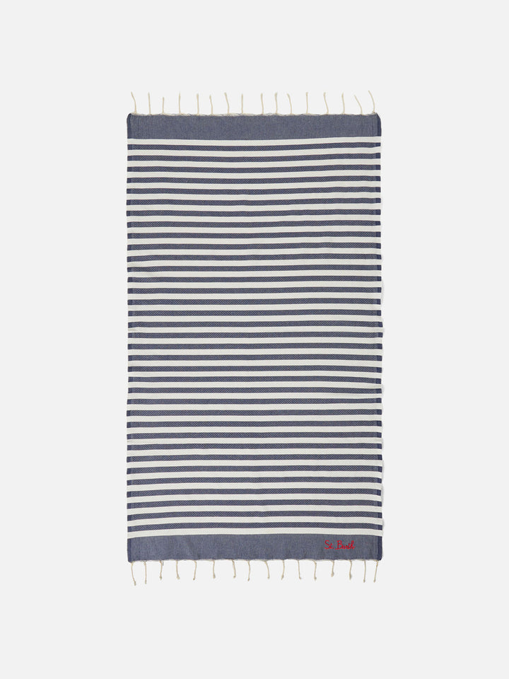 Foutas beach towel with blue and white stripes