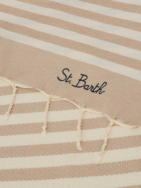 Foutas beach towel with beige and white stripes
