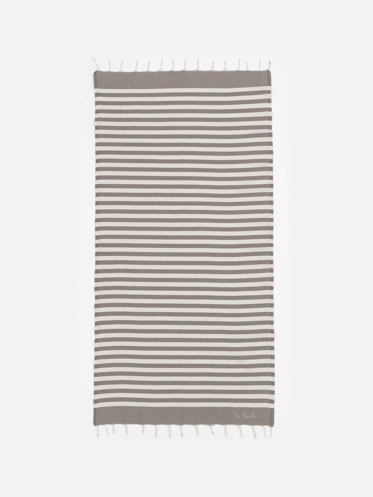 Telo mare Fouta in cotone con stampa a righe marroni