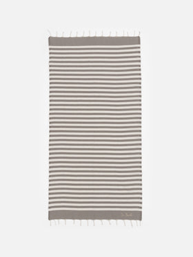 Telo mare Fouta in cotone con stampa a righe marroni